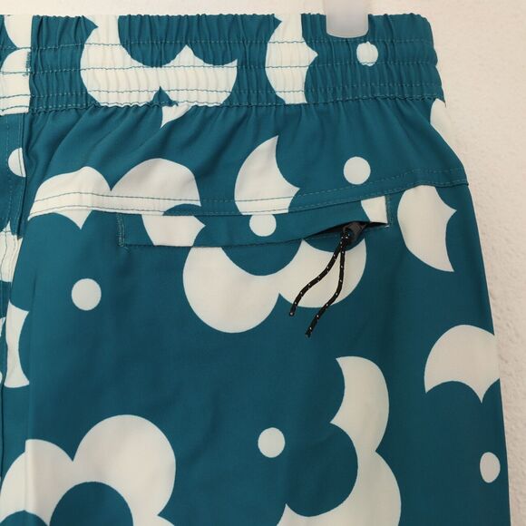 SC Sovereign SVRN Code Retro Floral Print Swim Trunks M Teal Green NWT B84 - Picture 3 of 5
